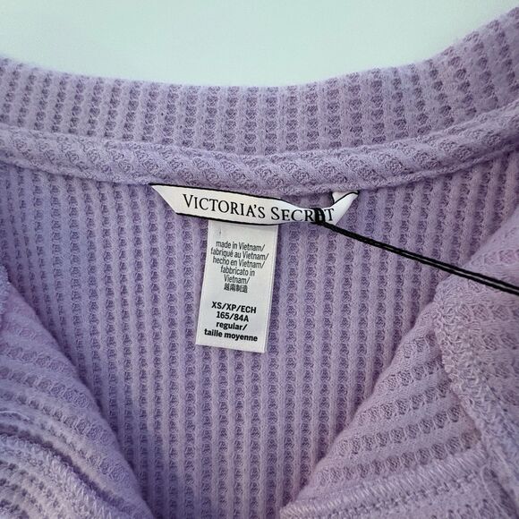 Victoria’s Secret Soft Purple Waffle Henley VS Sleep Top Long Sleeve Size XS NWT - Picture 7 of 8